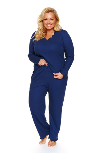 Doctor Nap 7326 - Dámske bavlnené pyžamo plus size s volánmi | 100% bavlna, poľská výroba - cosmos