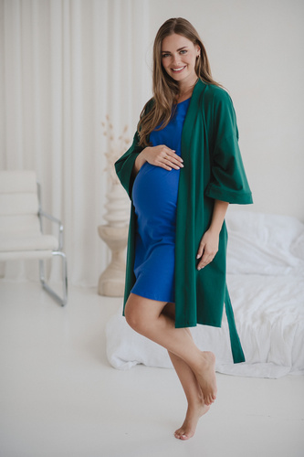 Milk&Love tehotenský župan fľaša zelená - bavlna s elastanom, pohodlný, rukáv 7/8