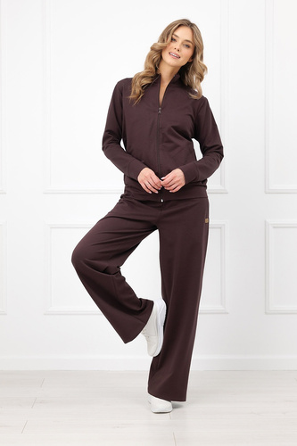 Dámska mikina Credo Italian Fashion bavlnená na zips so stojáčikom a vreckami - hnedá