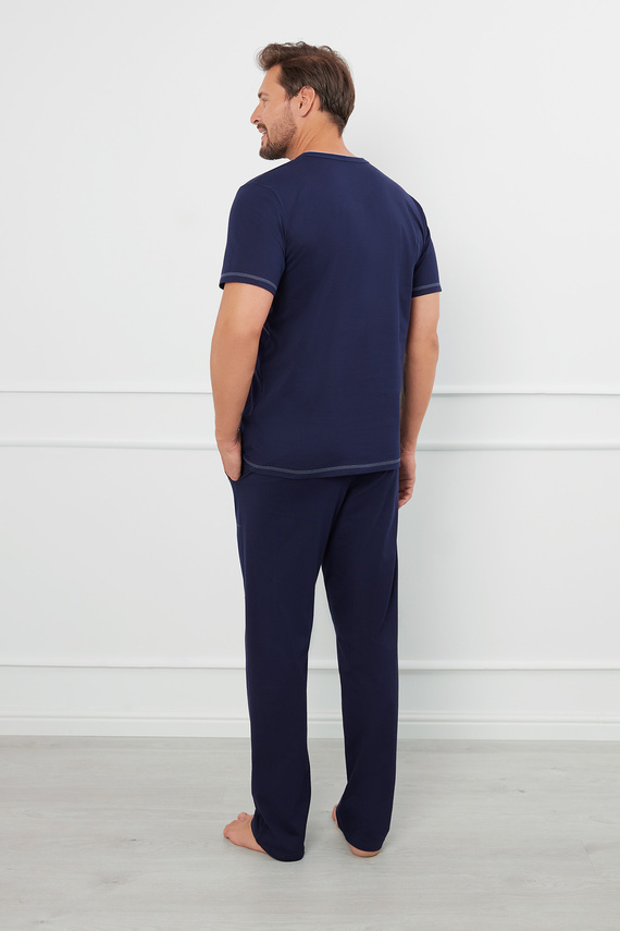 Salomon Pánske pyžamo s krátkym rukávom a dlhými nohavicami Italian Fashion - námornícka modrá/modrá