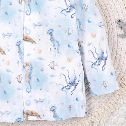 ABN-5454 Sea Of Joy Nini baby kaftan - organická bavlna, zapínanie na patentky