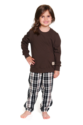 7335 Detské pyžamo Doctor Nap - bavlna a flanel, unisex, károvaný vzor Brownie