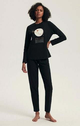 43727 Dairoku Henderson dámske pyžamo čierne - bavlna, dĺžka. rukávy a nohavice