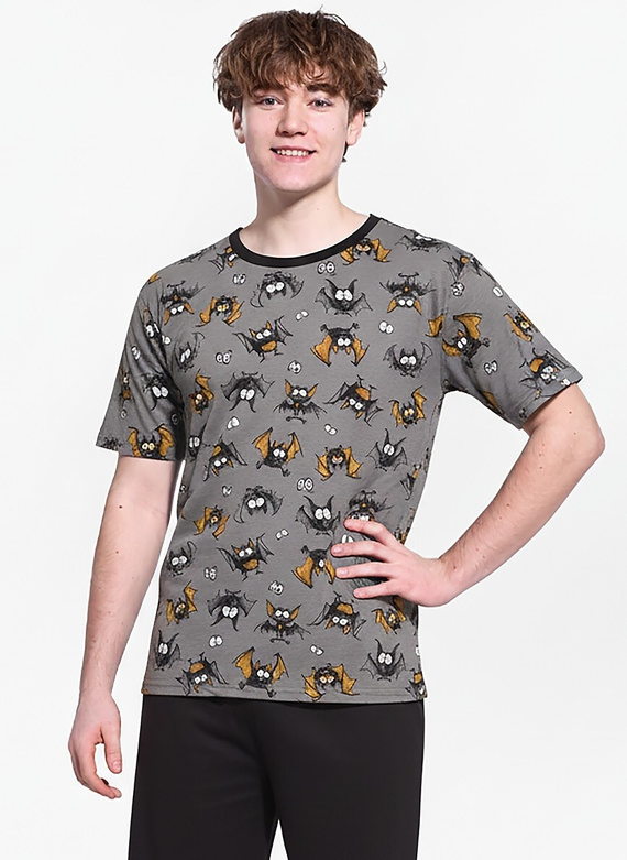 133/53 Bat F&Y mládežnícke pyžamo Cornette šedé - bavlna, krátky rukáv