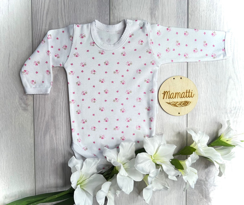 Dojčenské body Mamatti BD15326 Kvety - dlhý rukáv, bavlna