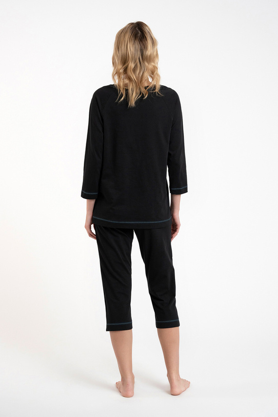 Dámske pyžamo Olza 3/4 rukáv, 3/4 nohavice Talianska móda - čierne