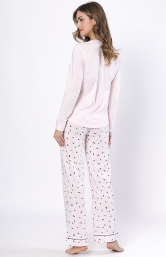 Dámske pyžamo Laveza Afra 1617 - bavlnené, svetloružové, s dlhým rukávom