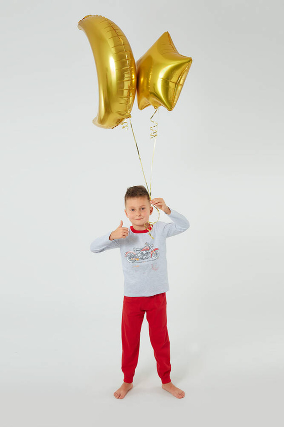 Junak Pyžamo pre chlapca s dlhým rukávom a nohavicami Talianska móda - j.melange/červená