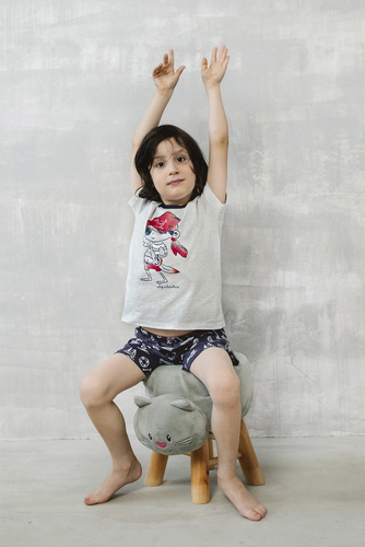 Kastos Chlapčenské pyžamo s krátkym rukávom, nohavice Italian Fashion - light melange