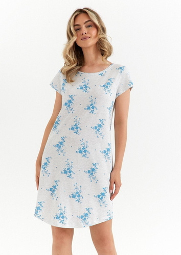 491 Dámska nočná košeľa Cana light melange bavlnená s krátkym rukávom pohodlná