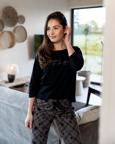 Sensis Reach For The Stars Dámske pyžamo - čierno-hnedé