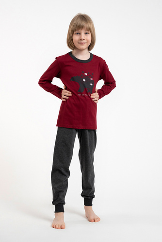 Chlapčenské pyžamo Morten Italian Fashion burgundy/c.melange