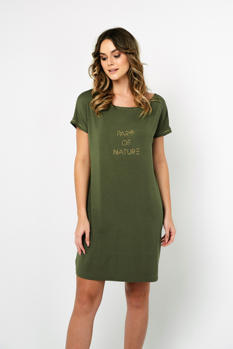 Natura Dámska nočná košeľa s krátkym rukávom Italian Fashion - khaki