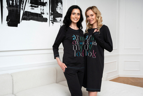 Dámske pyžamo Olza 3/4 rukáv, 3/4 nohavice Talianska móda - čierne