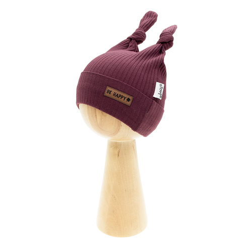 217054 Bavlnená čiapka Alisa Nicol - bordová s uzlami