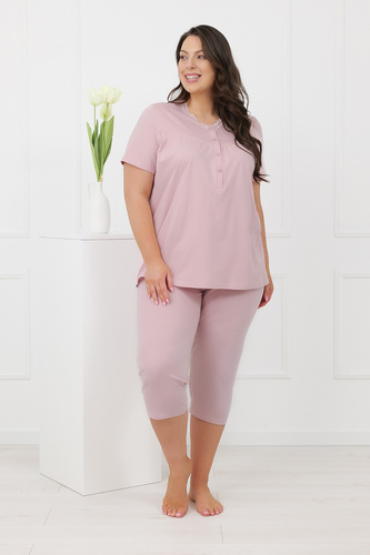 Hemaria Italian Fashion dámska bavlnená pižama 3/4 plus size ružová