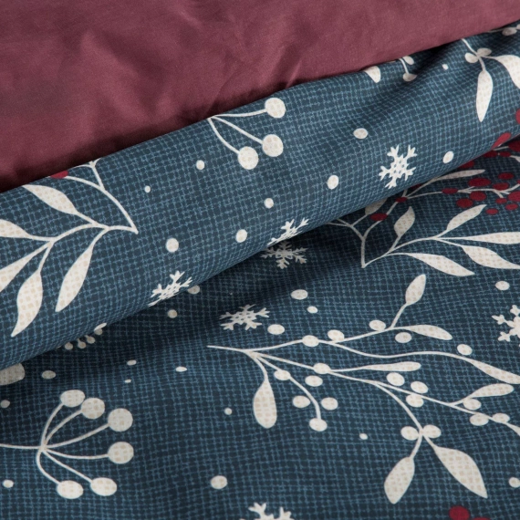 Kristy Vianočné posteľné prádlo Eurofirany navy blue/bordeaux - ranforce bavlna, obojstranné