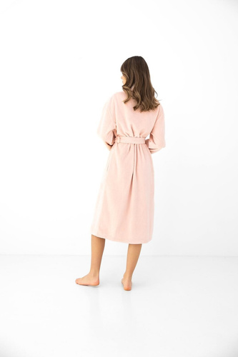 Sensis Lua Dámsky župan s kapucňou, mäkký, moka, pudrový károvaný