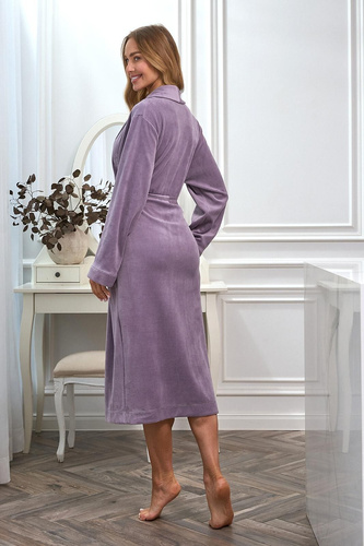 Dámsky dlhý župan 2620 L&L velúrový so šálovým golierom