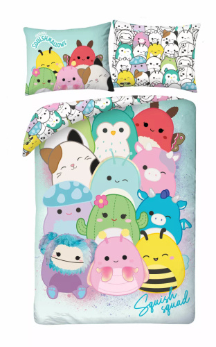 Bavlnené obliečky Halantex Squishmallows 140x200 farebné s obliečkou na vankúš 70x90