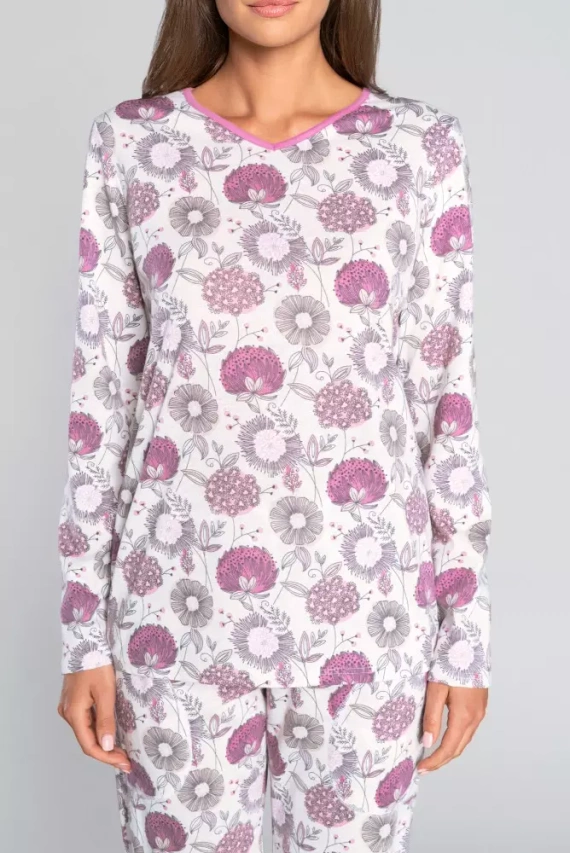 Dámske pyžamo s dlhým rukávom, nohavice Lobelia Italian Fashion -