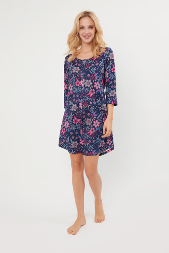 Ľudová nočná košeľa bez gombíkov, 3/4 rukávy Talianska móda - potlač