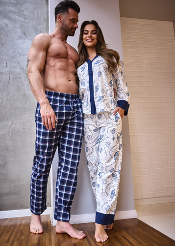 Dámske pyžamo 514/443 Amber CORNETTE - bavlnené, s dlhým rukávom, zapínané na gombíky