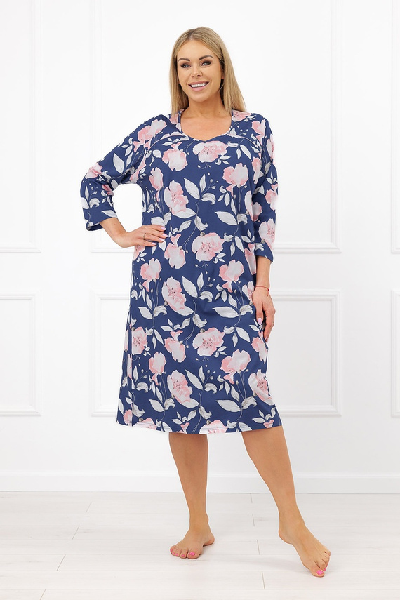Nočná košeľa Italian Fashion Ardizja 100 % bavlna, kvetinový vzor, rukáv 3/4