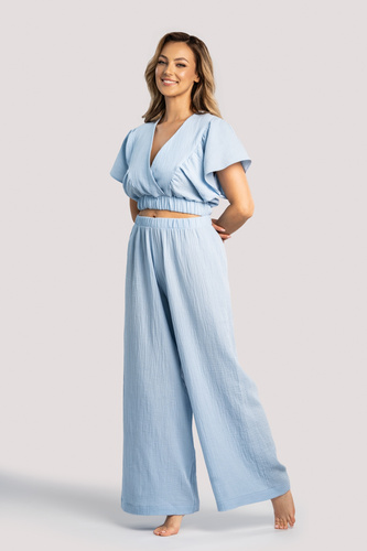 Tola dámsky mušelínový set Unikat modrá - letná domáca bielizeň