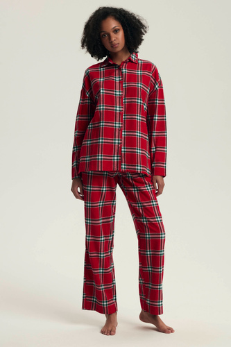 43716 Dalisa Dámske pyžamo Henderson - flanelová kocka, teplá 100% bavlna