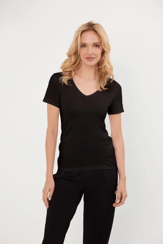 Elegantná blúzka s krátkym rukávom Italian Fashion - čierna