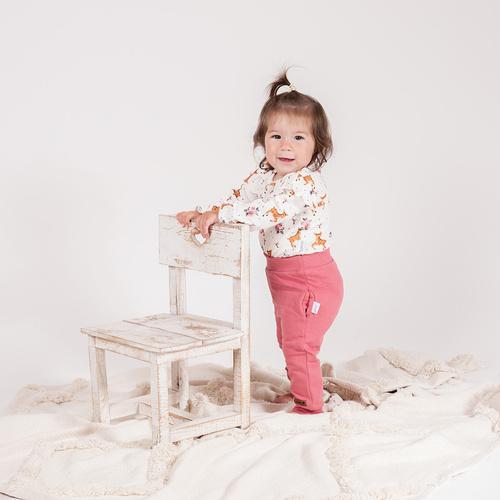 216273 Lala Nicol tepláky - ružové detské nohavice s rebrovanými manžetami, veľkosť 62-146