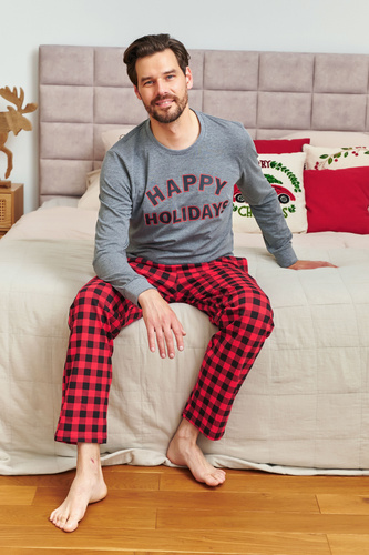 7344 Pánske tmavosivé pyžamo Doctor Nap - 100% bavlna