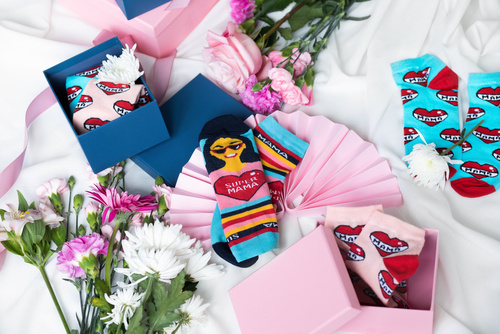 K89S Super Mama Foot Socks Italian Fashion - námornícka modrá/farebná