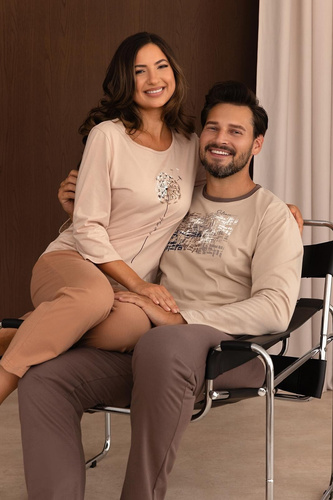 Pánska pyžama Regina 6009 100% bavlna, dlhý rukáv, dlhé nohavice, komfort, modrá