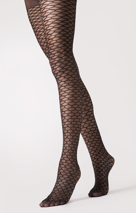 G 6126 Darla Pančuchy Fiore 20 den nero - geometrický vzor, elegantné