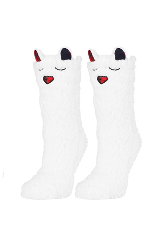 Dámske ponožky Moraj CDC1600-001 bielo ružové - nadýchané, smiley a ABS protišmykové