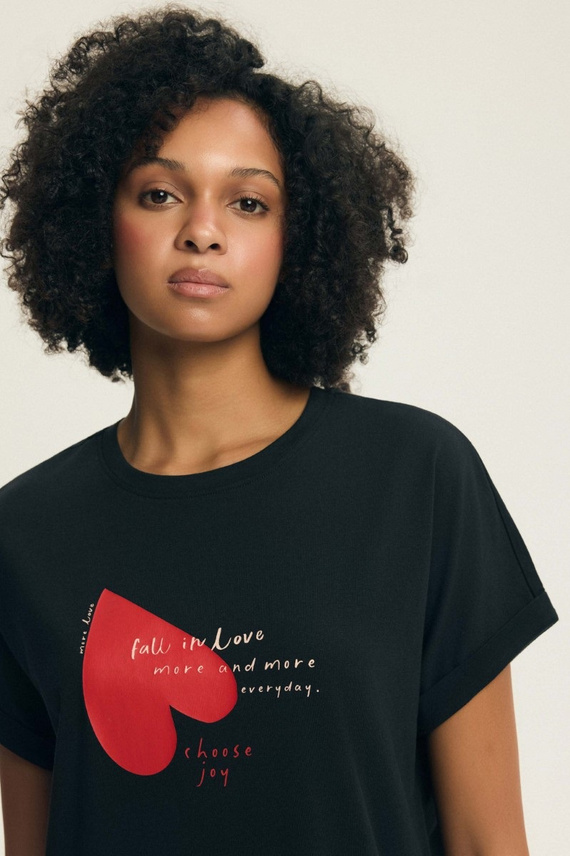 Dámska nočná košeľa 44490 Emela broskyňová Henderson, 100% bavlna, krátky rukáv, polkruhový výstrih