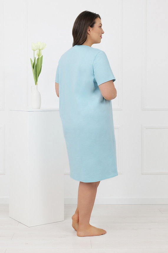 Hemaria Italian Fashion bavlnená nočná košeľa dámska plus size tyrkysová