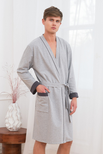 Gabriel Pánsky župan s vreckami Italian Fashion- melange/graphite