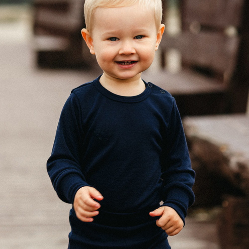 Detské body Merino navy blue Eevi - merino vlna, termoregulačné