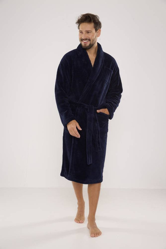 811 Pánsky plyšový župan De Lafense - tmavomodrý