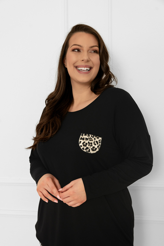 Kenia Dámske pyžamo Italian Fashion - dlhý rukáv, nohavice s leopardím vzorom