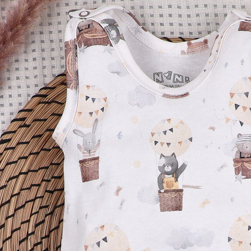 ABN-5537 Nini Happy Animals detské dupačky z organickej bavlny - bezniklové patentky, hypoalergénne, poľská výroba