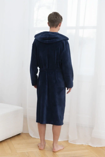 Mimas Pánsky župan s kapucňou Italian Fashion - tmavomodrý