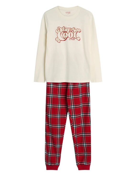 43717 Dalisa Henderson dámske pyžamo - teplé flanelové, dlhý rukáv, vianočná kocka