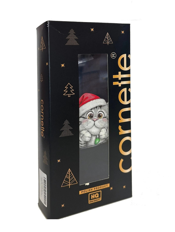 Cornette Gift 914/05 pánsky vianočný set boxeriek a ponožiek s mačkou