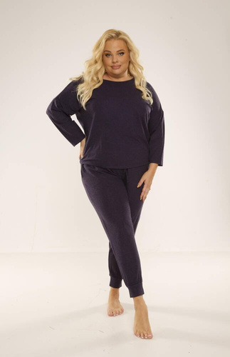 347 Paula Dámske pyžamo Plus Size De Lafense - tmavomodré