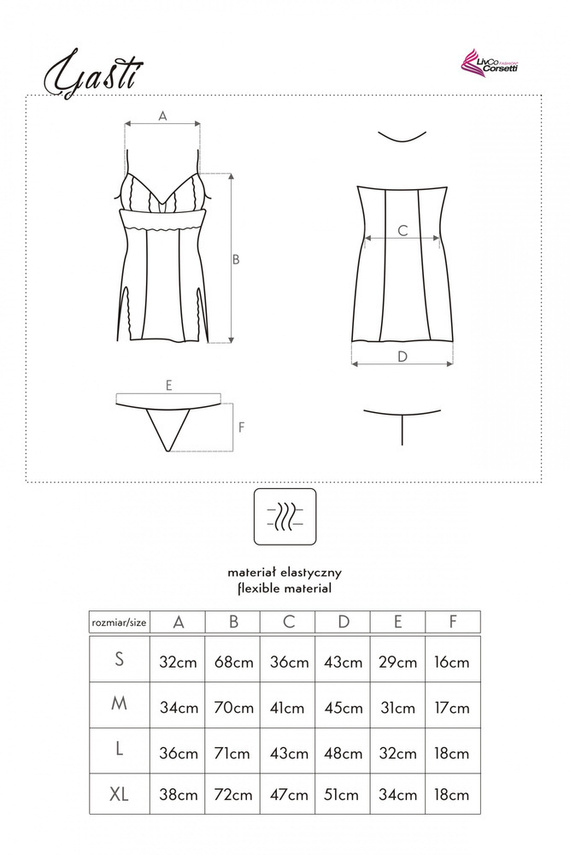 Yasti LC 13431 Súprava, košieľka a nohavičky LivCo Corsetti Fashion