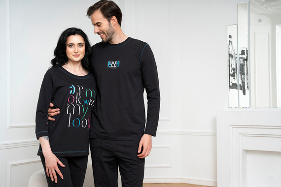 Dámske pyžamo Olza 3/4 rukáv, 3/4 nohavice Talianska móda - čierne